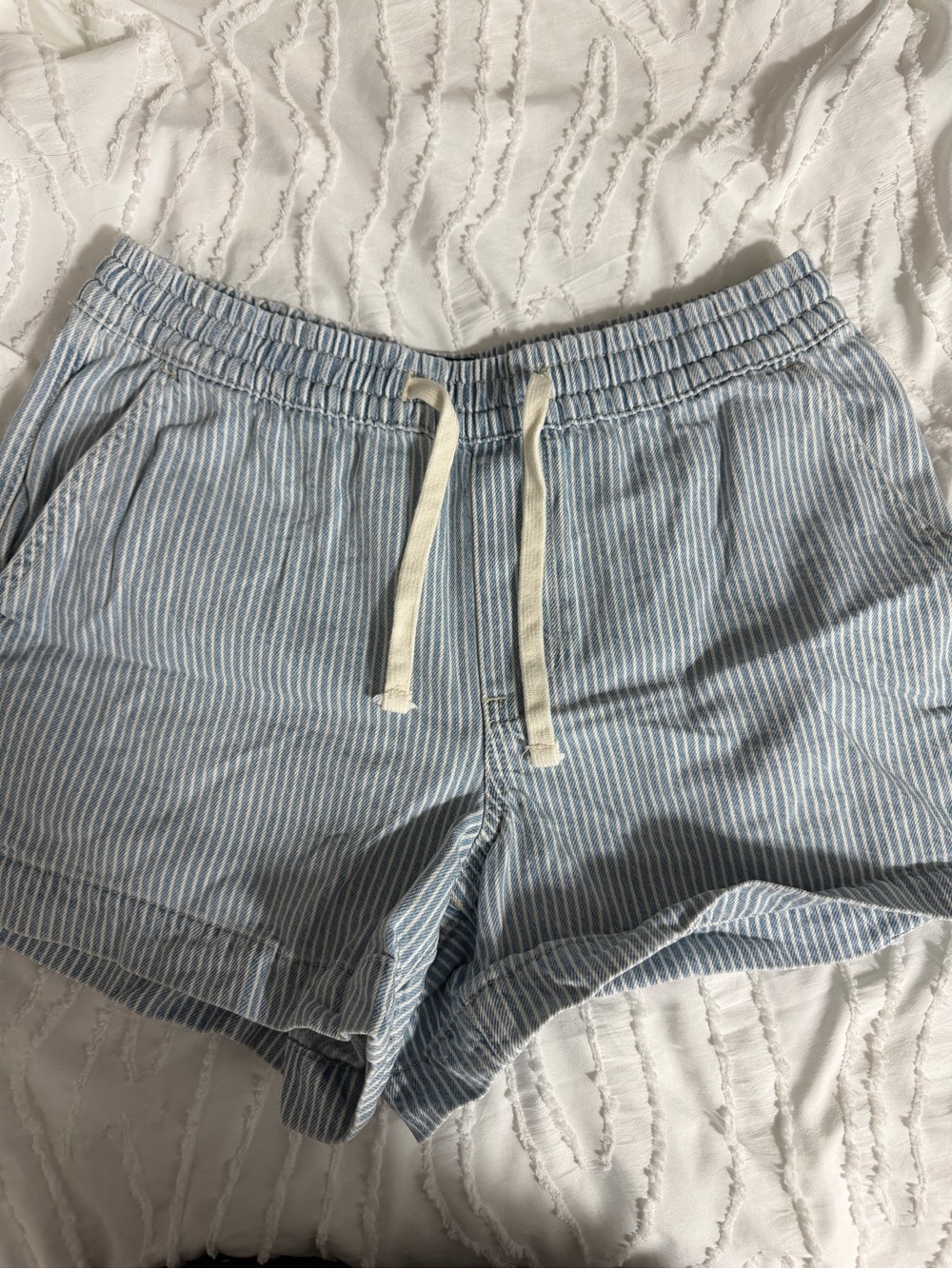 GAP Light Blue & White Striped Drawstring Women's Shorts